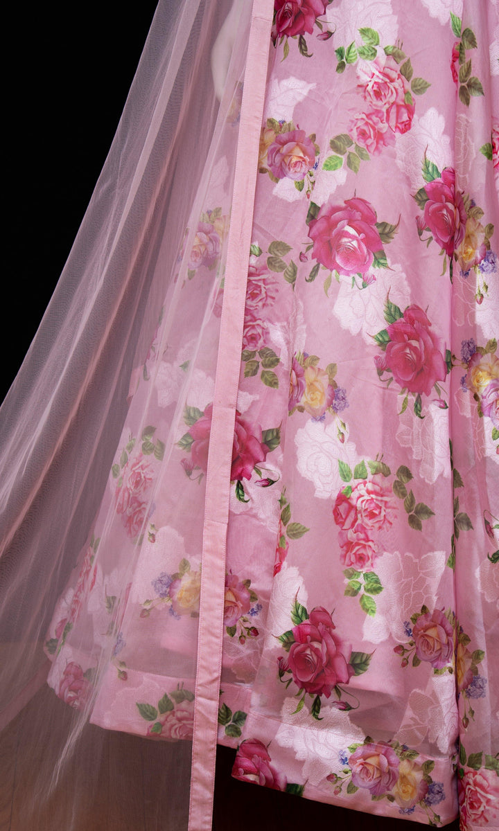 CC3599 Pink Organza silk lehenga choli - chaniya choli