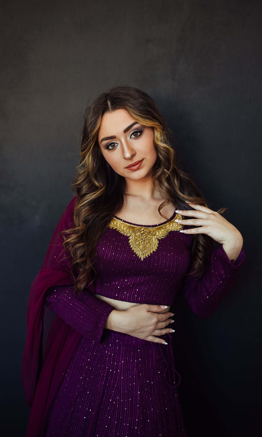 CC3606 wine full sleeves lehenga choli - Chaniya choli