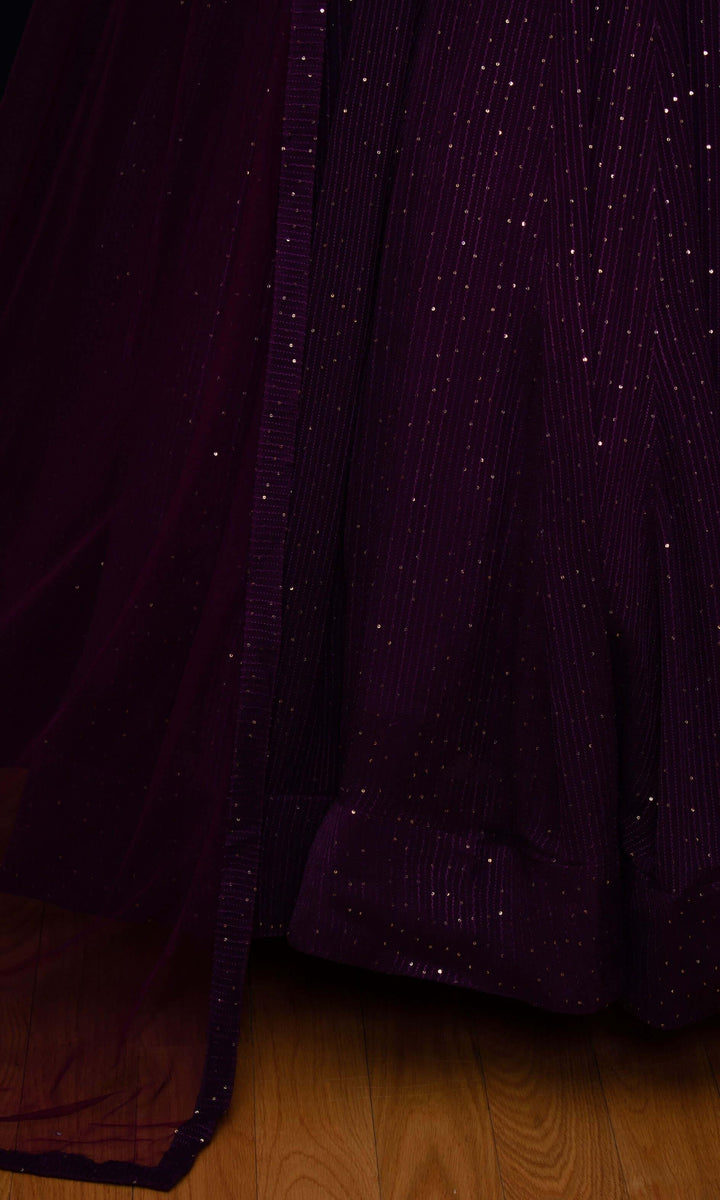 CC3606 wine full sleeves lehenga choli - Chaniya choli