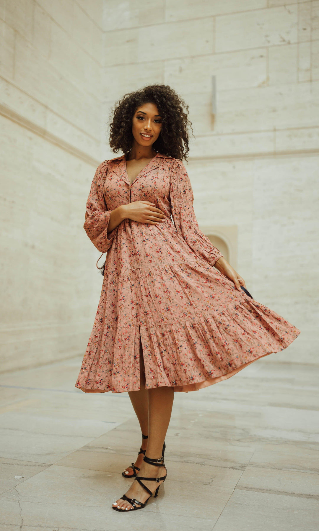 Printed Midi Dress - dresses