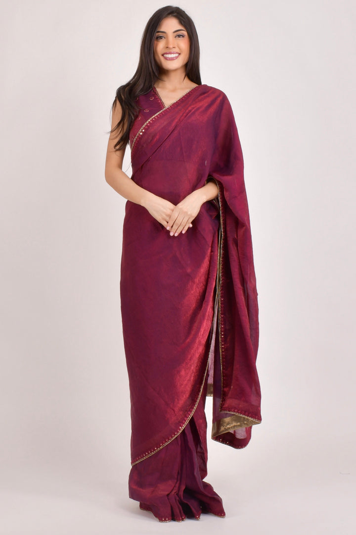 Rubina Hand Embroidered Shimmer Saree