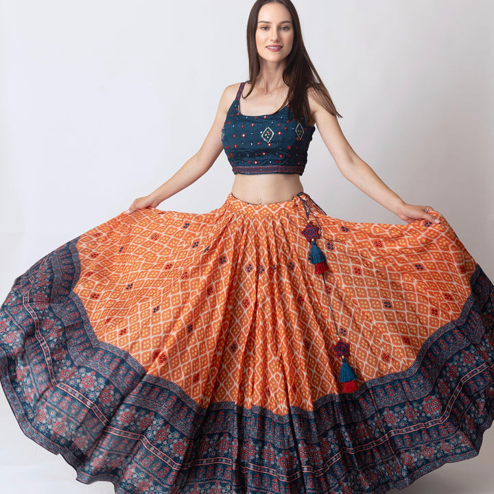 Khushi Lehenga with all over Mirror Embroidery and Embroidered Blouse