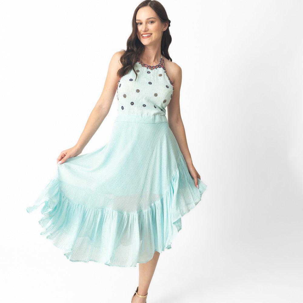 Amelia High Low Aqua Dress