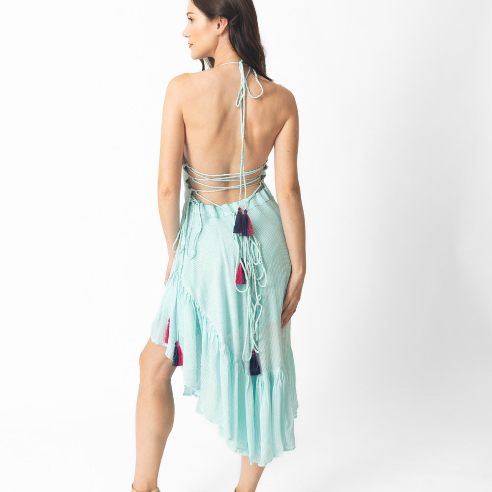 Amelia Asymmetrical Aqua Dress