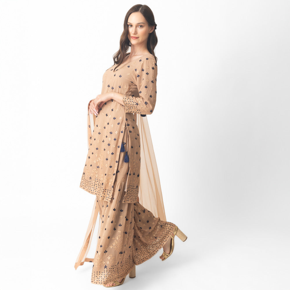 Jemma Flared Palazzo Pantsuit with Dupatta