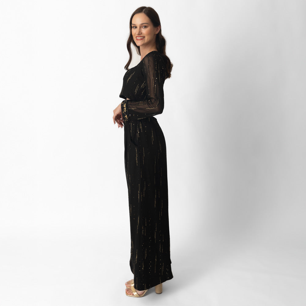 Martika Black and Gold Palazzo Suit Long Sleeve