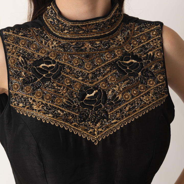 Zuri Black Gown with Hand Embroidery