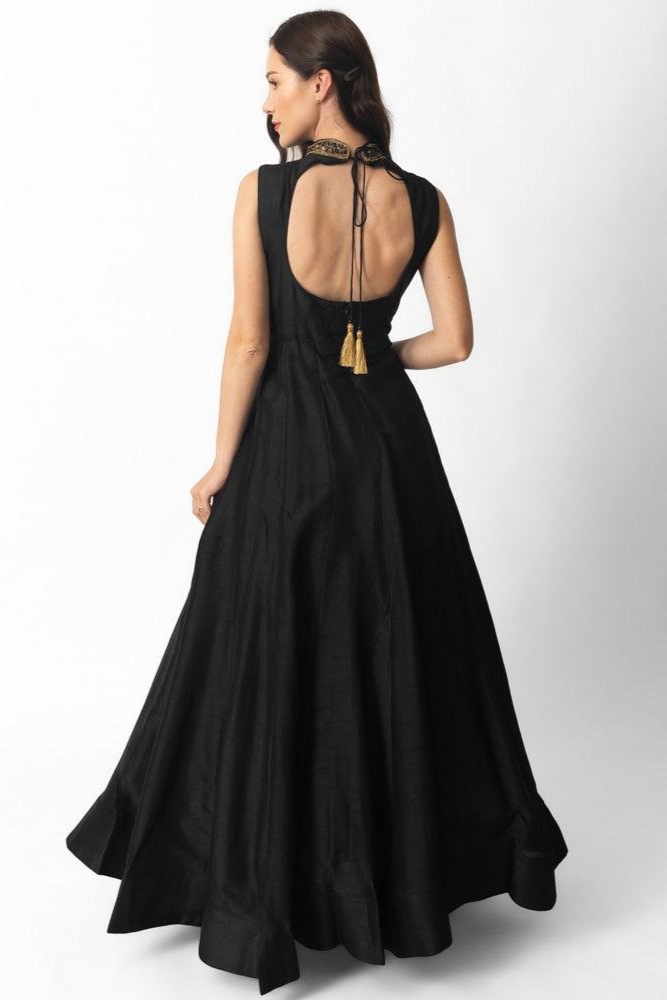 Zuri Black Gown with Hand Embroidery