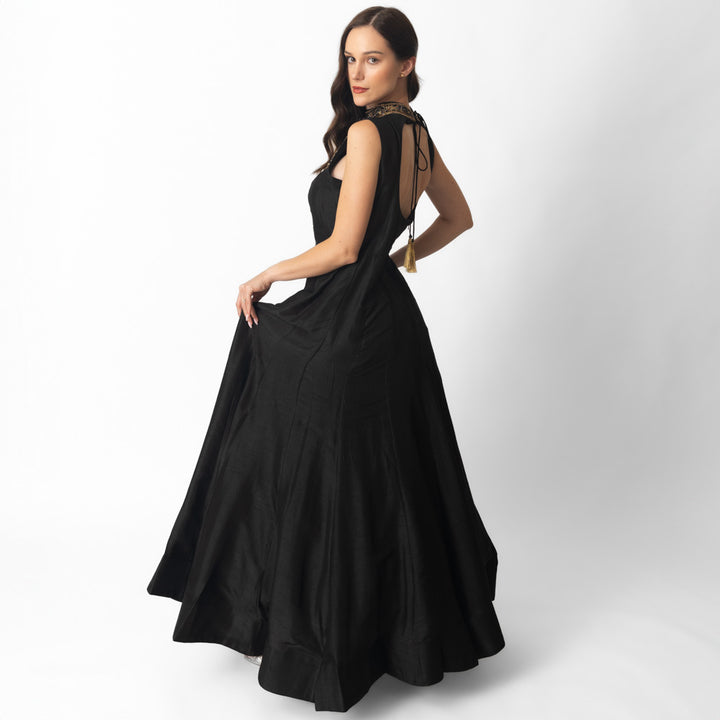 Zuri Black Gown with Hand Embroidery