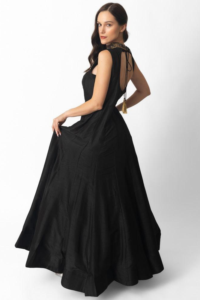 Zuri Black Gown with Hand Embroidery