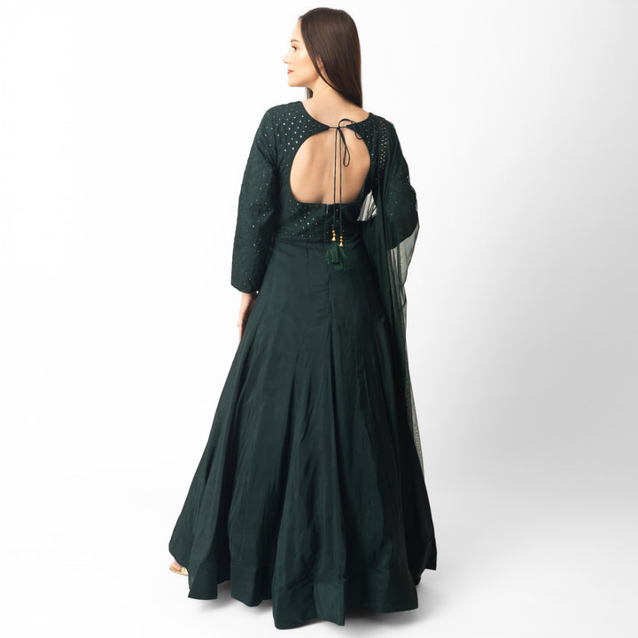 Litizia Green Gown with Embroidery