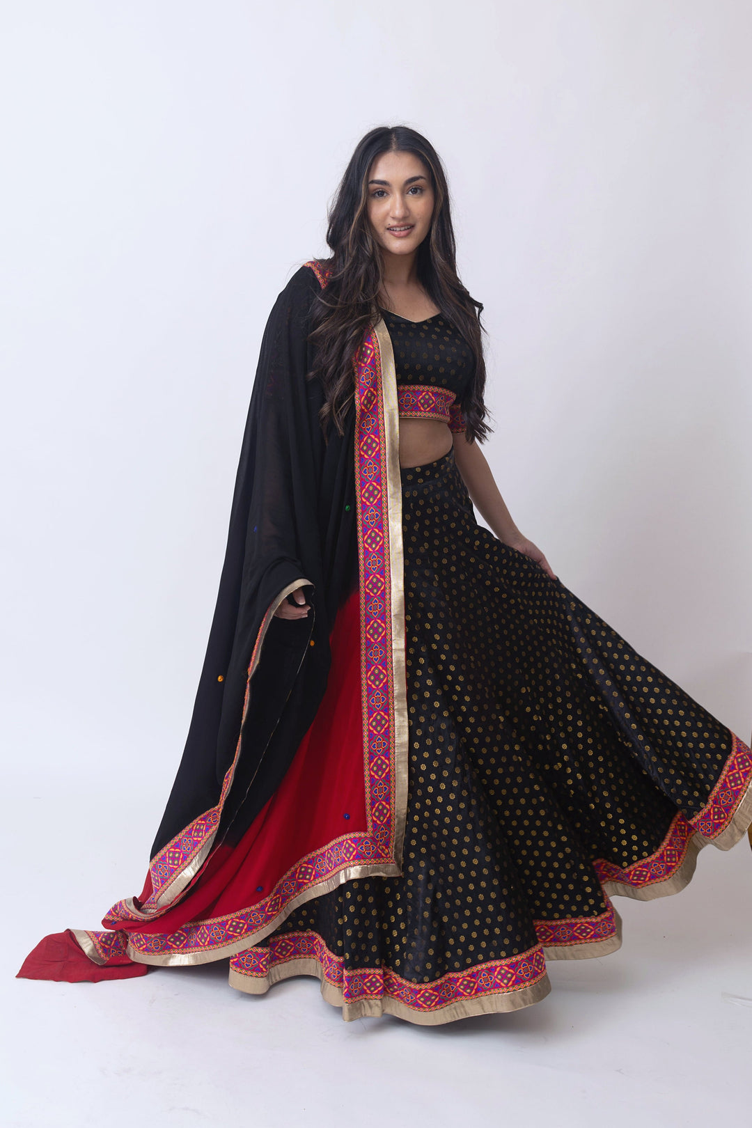 Black silk lehenga choli set