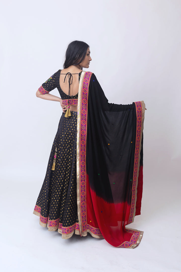 Black silk lehenga choli set