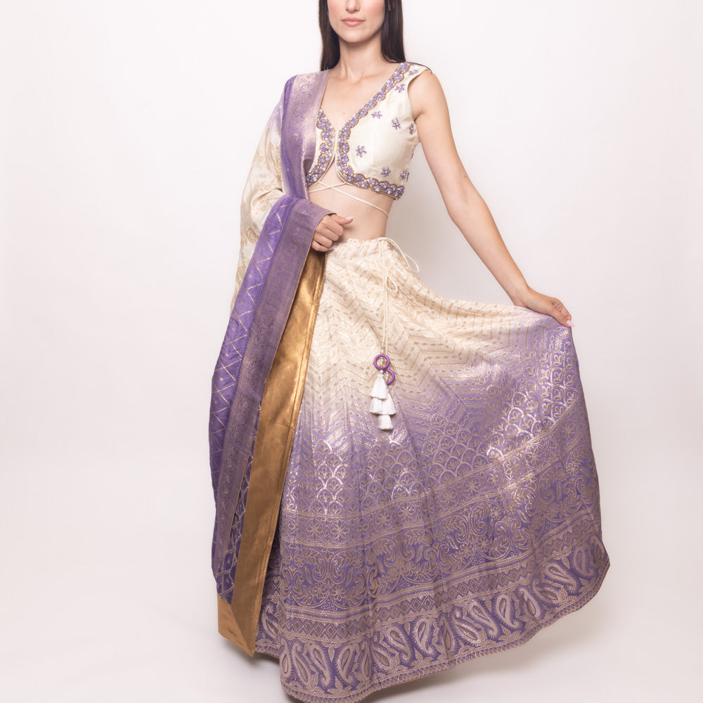 Lily Shaded Banarasi Silk Lehenga Choli Set