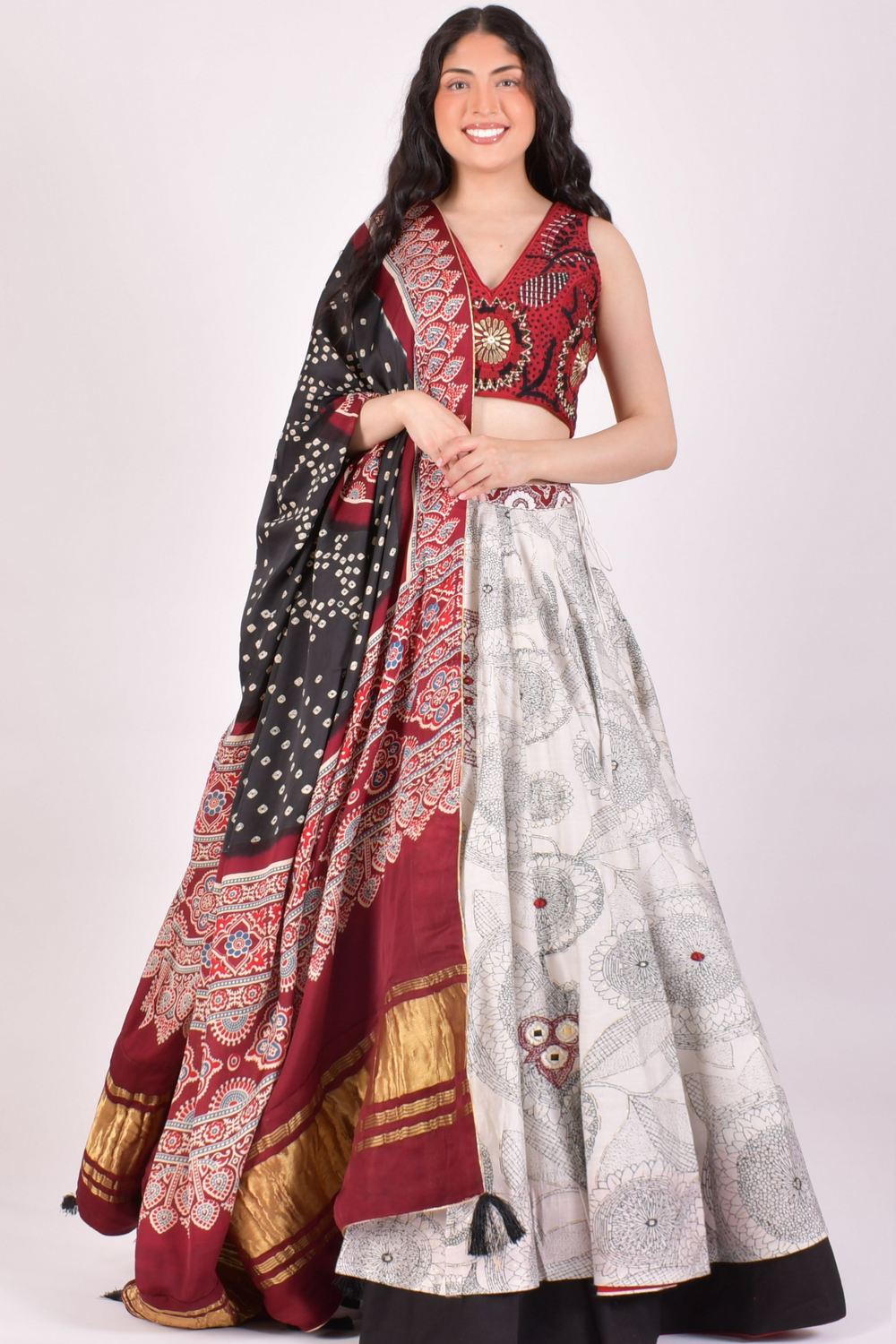Ivory Mandala Print Chaniya Choli With Dupatta