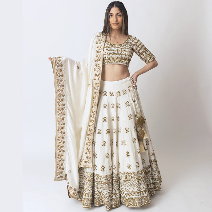 Alia White Lehenga Choli with Heavy Embroidery Pearl Work