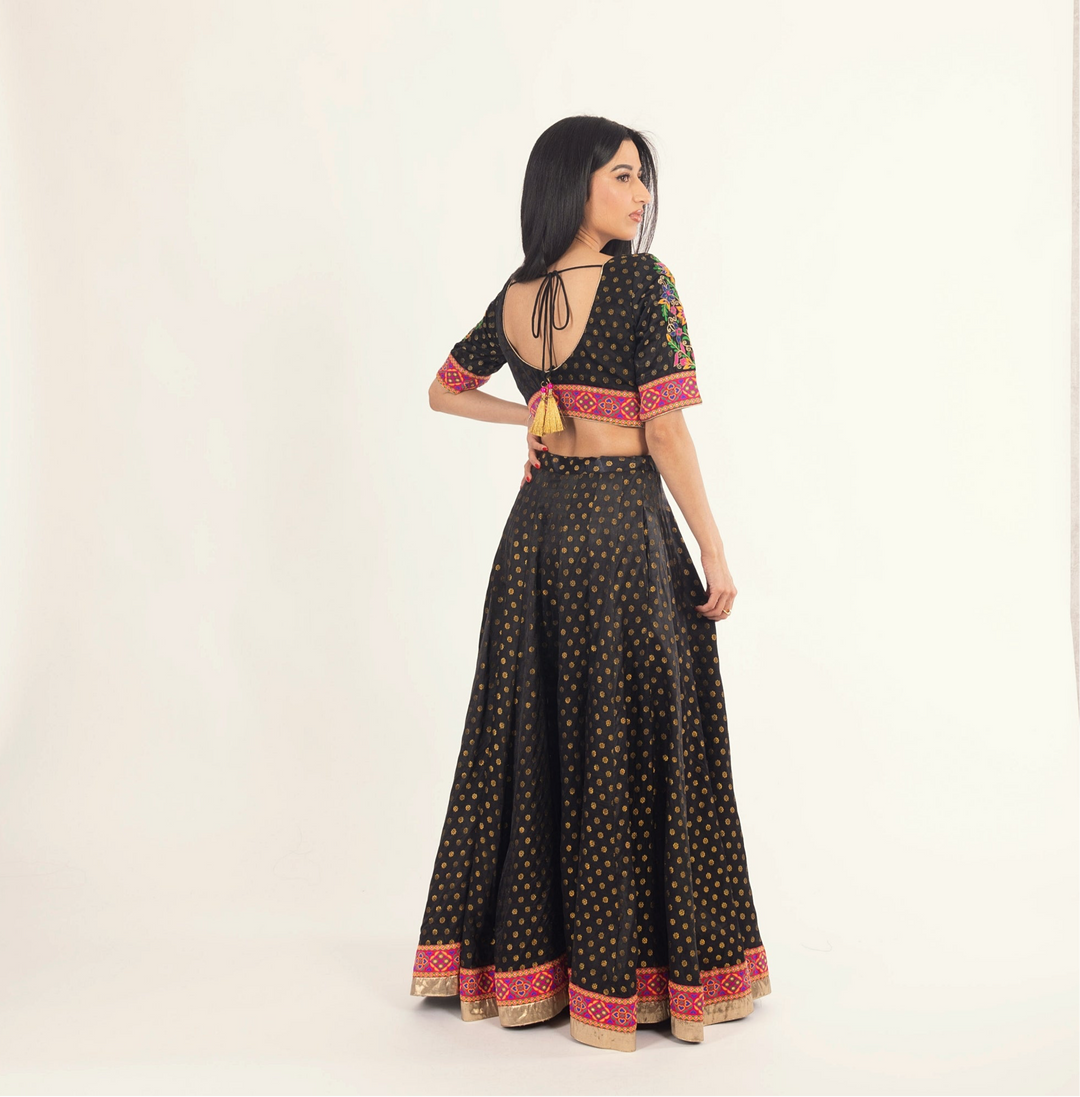 Endora Black Silk Lehenga Choli Set