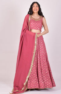 Dusty Pink Sequin Chaniya Choli With Dupatta