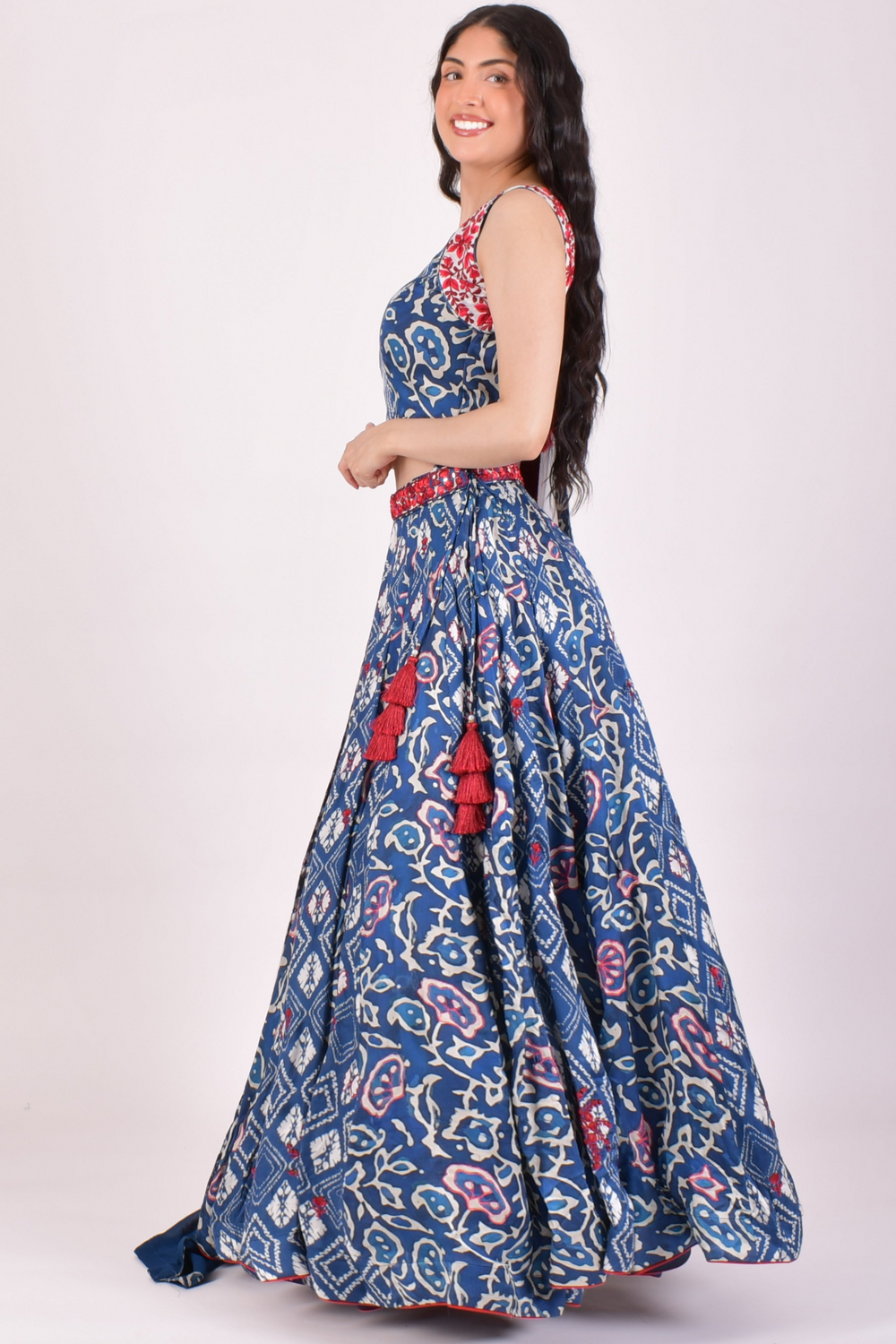 Blue Full flare Embroidered Chaniya Choli