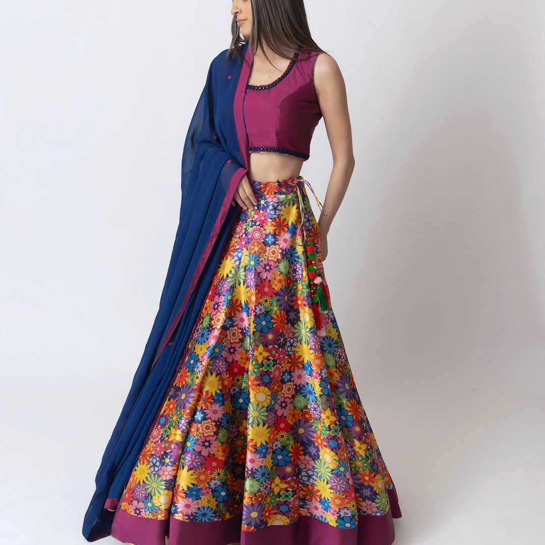 Kari Multicolor Floral Print Lehenga Choli Set