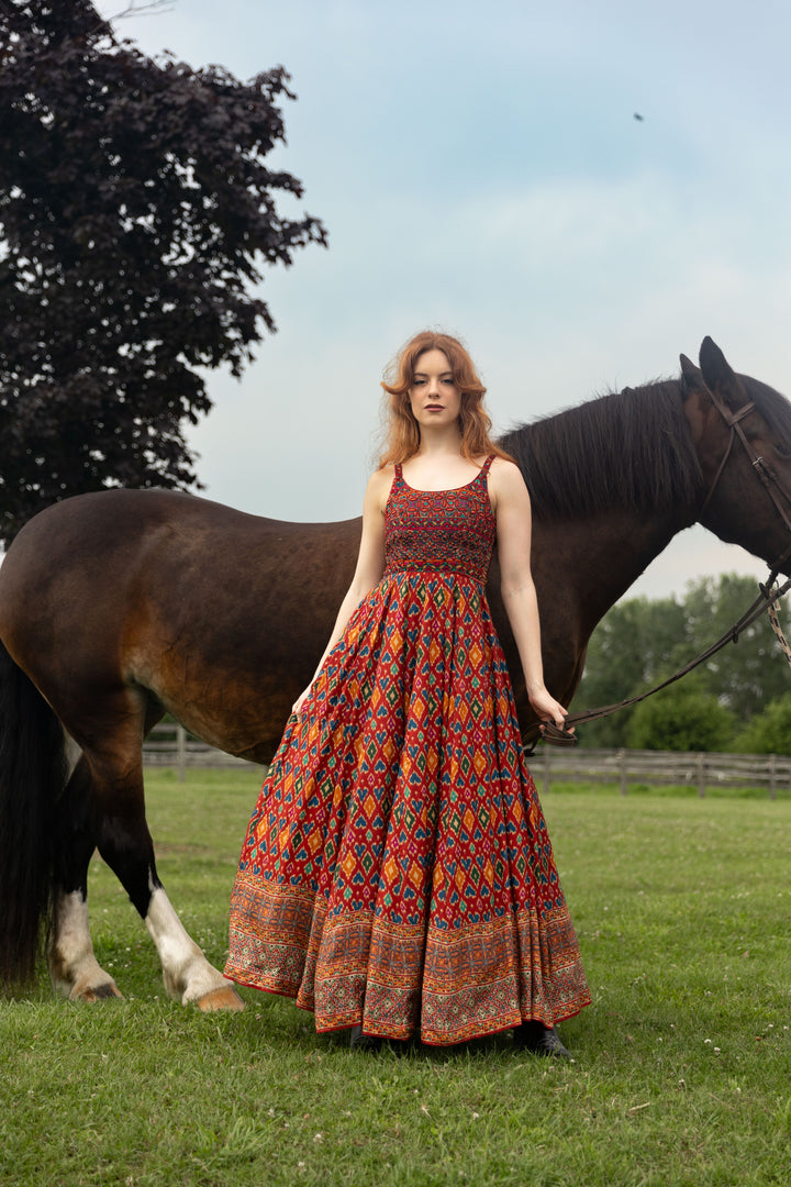 Louisa Red Patola Print Dress