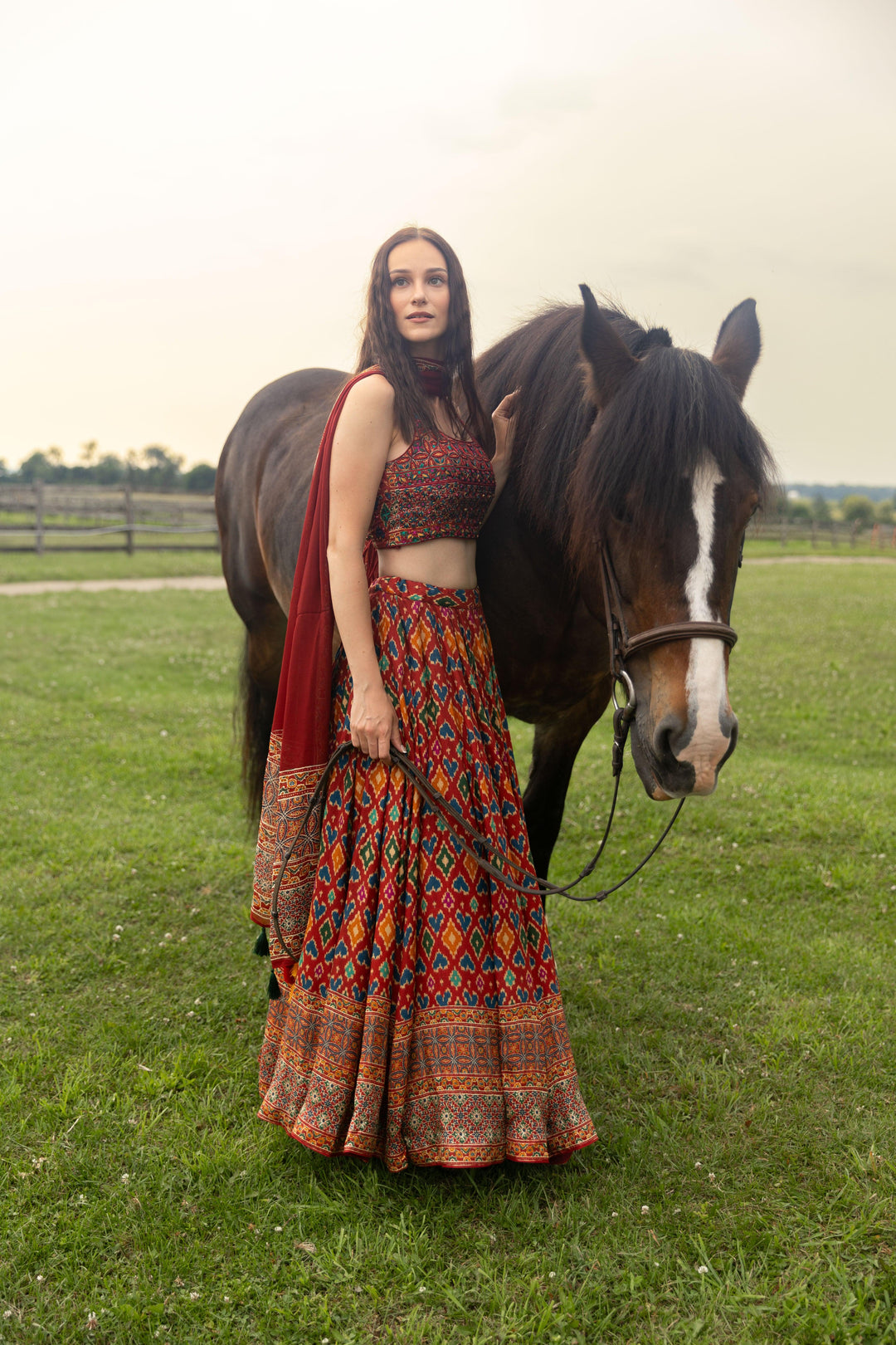 Louisa Red Patola Print Lehenga Choli