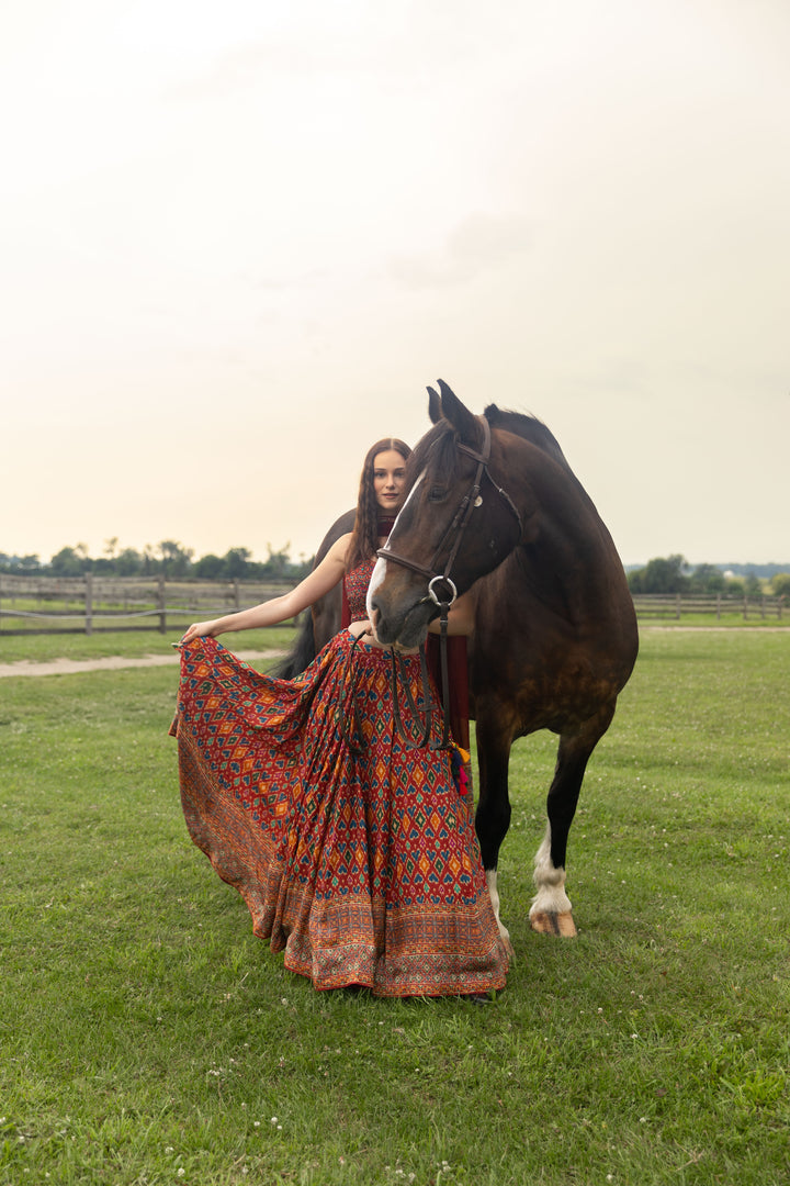 Louisa Red Patola Print Lehenga Choli