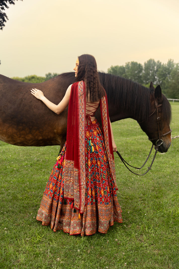 Louisa Red Patola Print Lehenga Choli