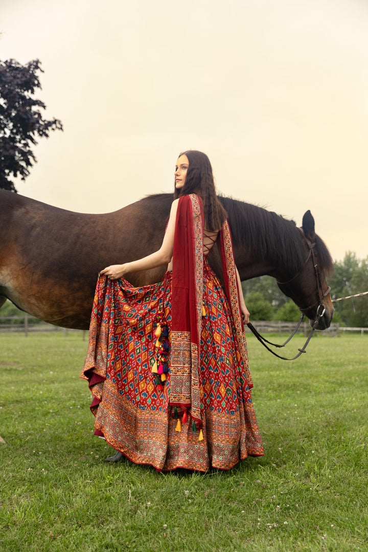 Louisa Red Patola Print Lehenga Choli