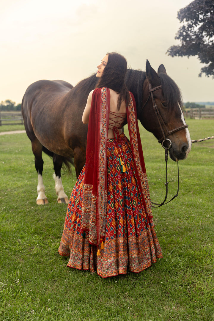 Louisa Red Patola Print Lehenga Choli