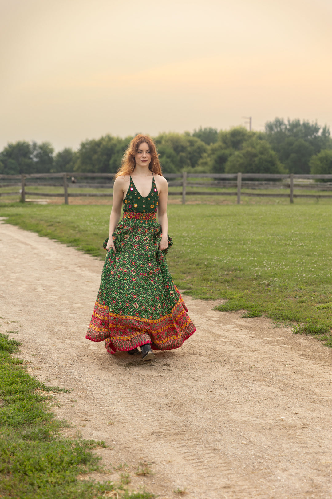 Denica Green Halter Dress