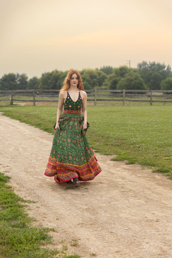 Denica Green Halter Dress