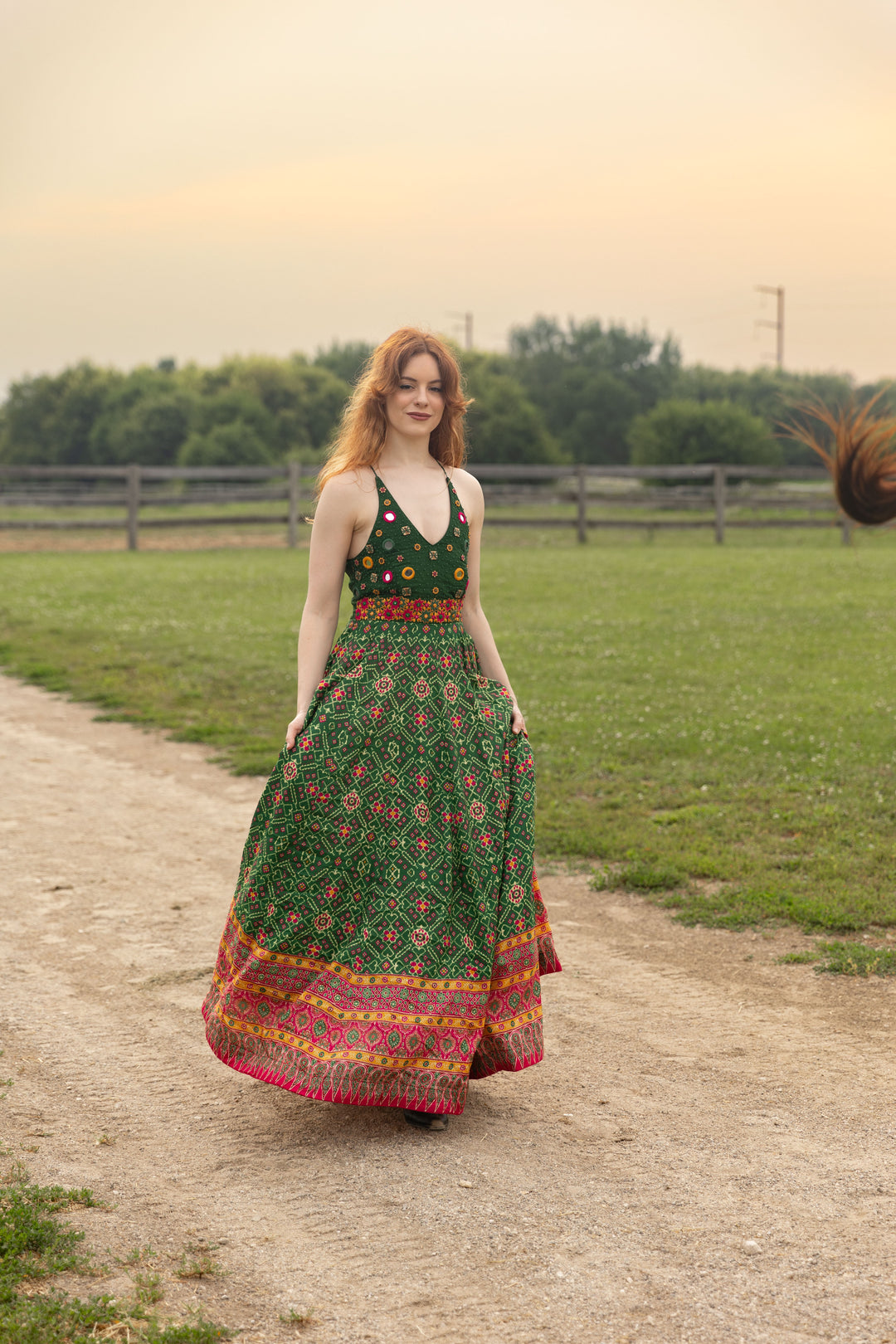 Denica Green Halter Dress