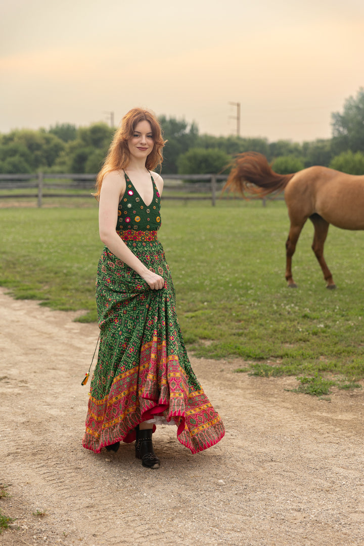 Denica Green Halter Dress