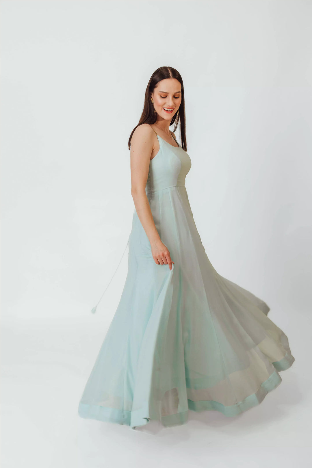 Niki Sky Blue Shimmer Gown