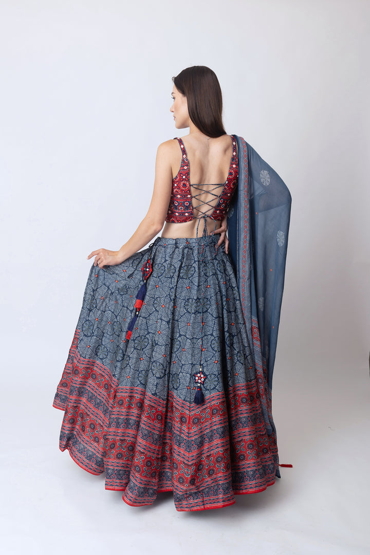 Aurora lehenga with embroidered blouse Chiffon Dupatta