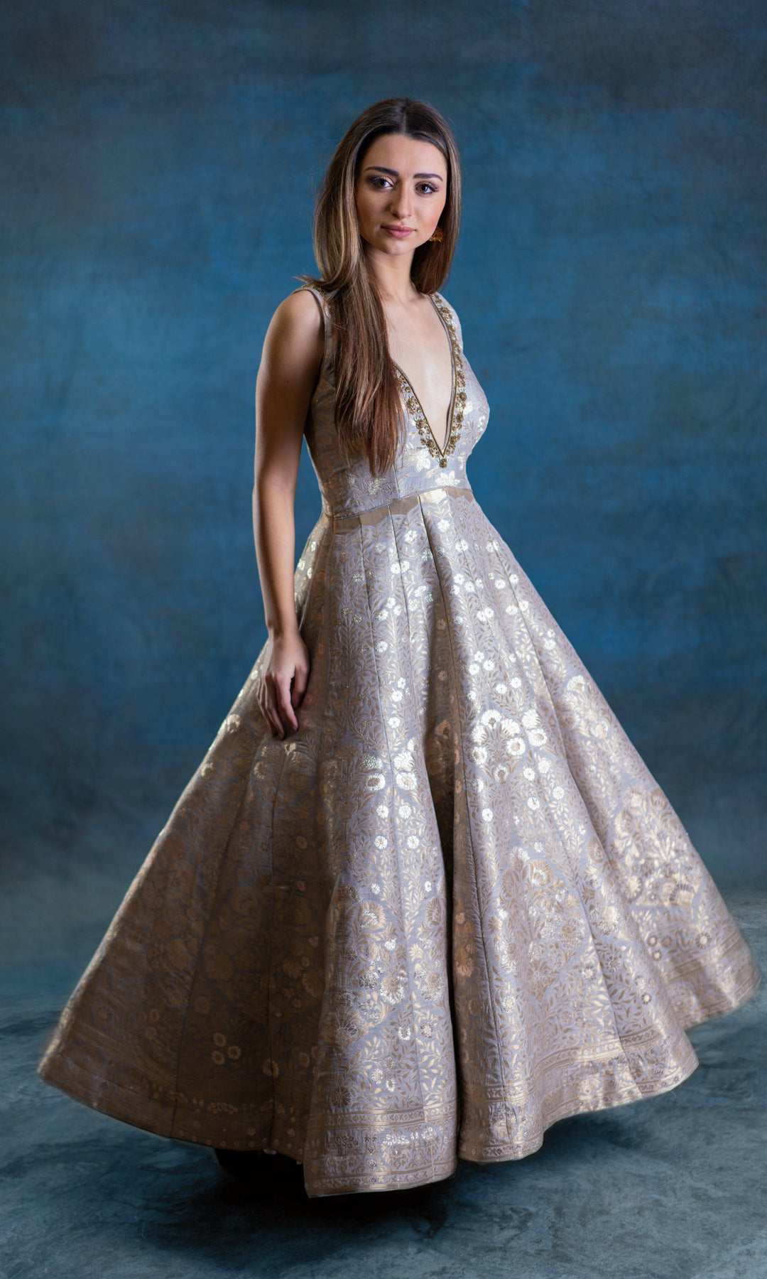 A-Line Gown with Hand Embroidery-Raas USA
