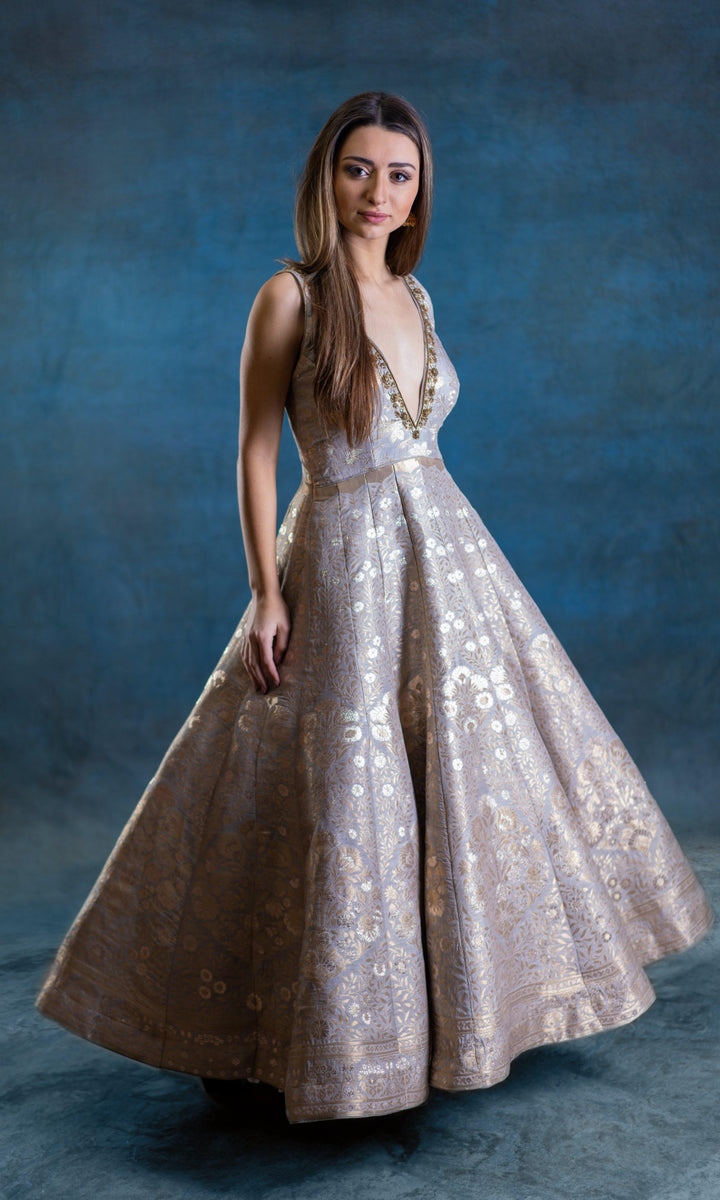 A-Line Gown with Hand Embroidery-Raas USA
