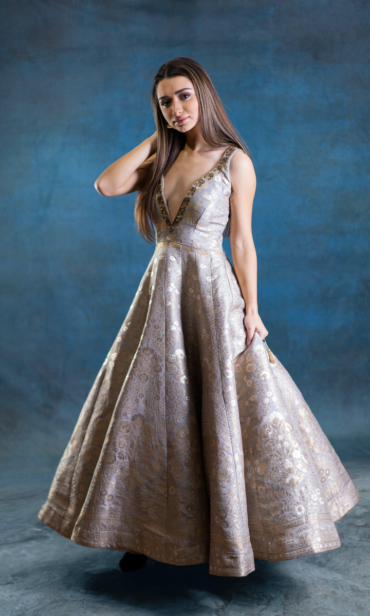 A-Line Gown with Hand Embroidery-Raas USA