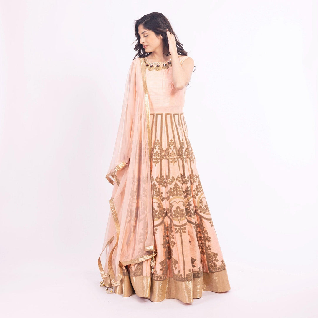 Artemisia Peach Long Dress - Raas