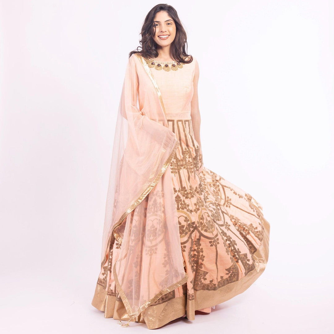 Artemisia Peach Long Dress - Raas