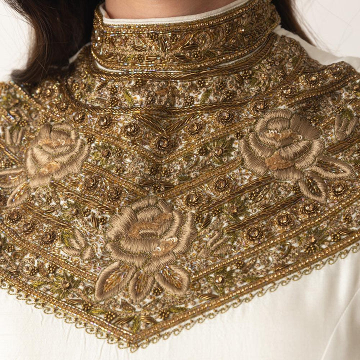 Mya White Silk Gown with Hand Embroidery - Raas