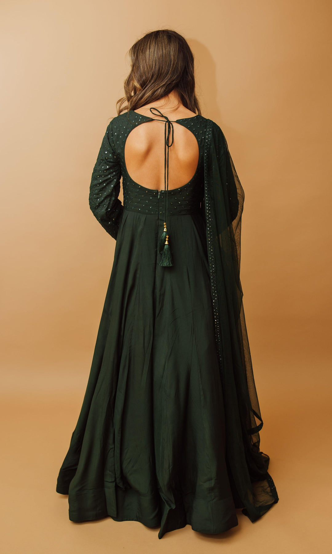 Designer Chanderi Anarkali Gown with Organza Dupatta – Mina Designer  Collection