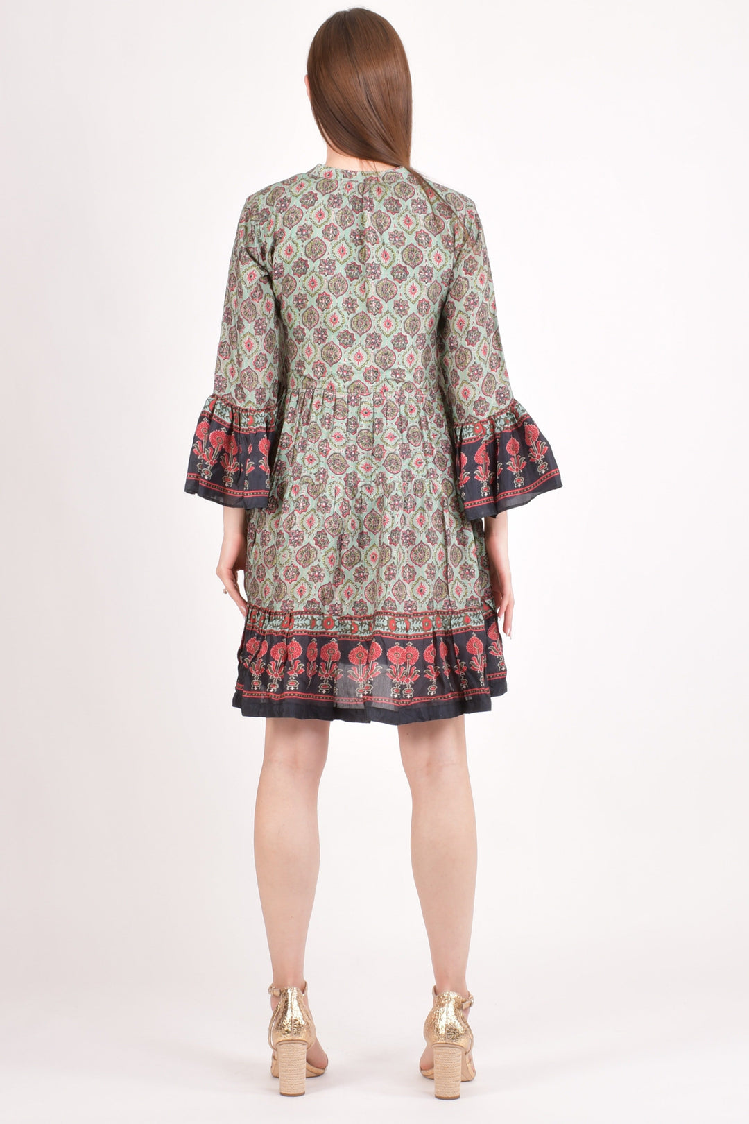 Ajrakh Print Mini Dress-Raas USA