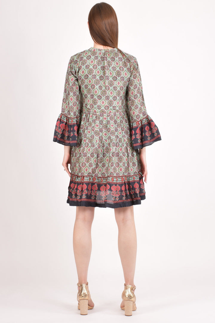 Ajrakh Print Mini Dress-Raas USA
