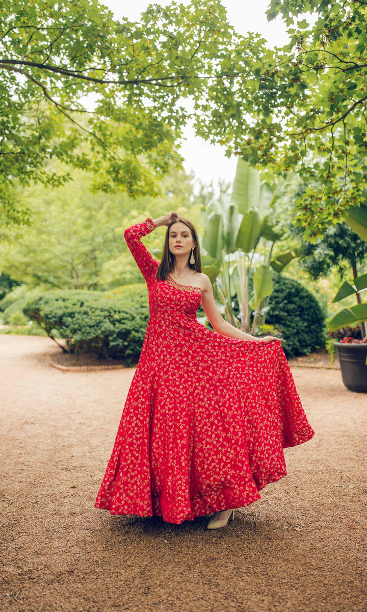 Akira Pink One Shoulder Dress ANARKALI & GOWN RAAS