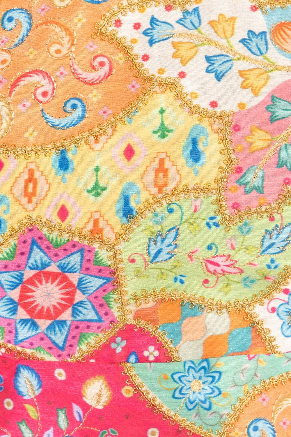 Zinnia All-Over Embroidery Mini Dress, vibrant silk with intricate kasab embroidery and floral prints.