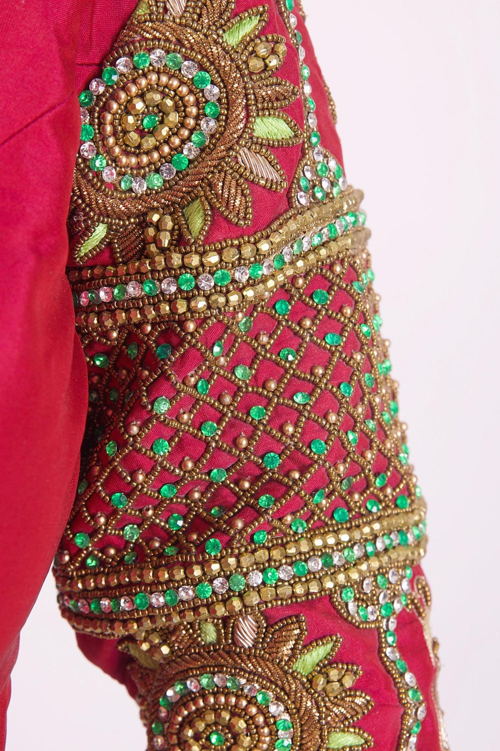 Amaris Red & Green Blouse with Hand Work BLOUSE RAAS