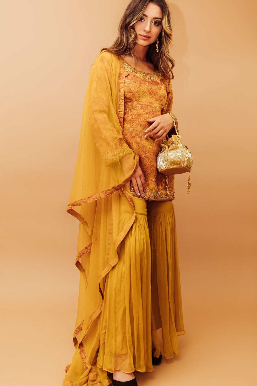Ameliora Yellow Palazzo Set-Raas