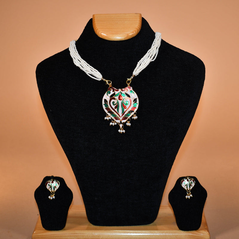 Amor White Themed Necklace Set FASHION JEWELRY RAAS